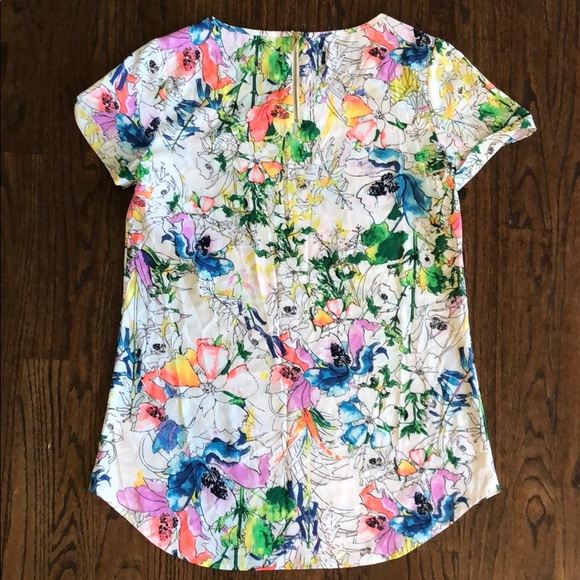 Express Watercolor Floral Rolled Sleeve Shirt - Picture 2 of 2